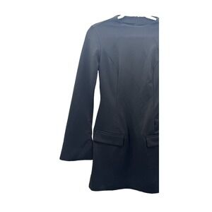 Womens Large Mini Dress Flared Split Sleeve Zip Closure 60s Mod Retro 90s Y2K